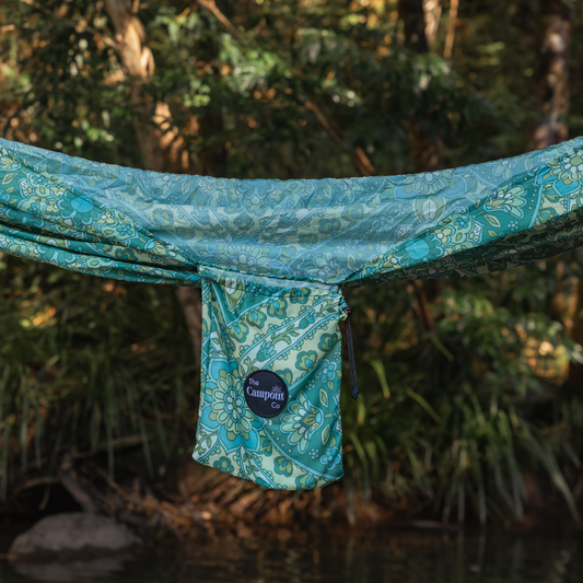 Seafoam Blooms Double Camping Hammock
