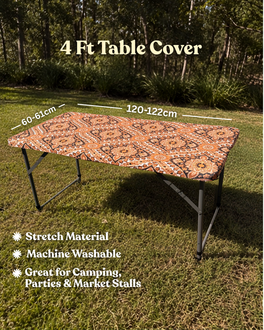 4ft Wildfire Blooms Stretch Camping Table Cover
