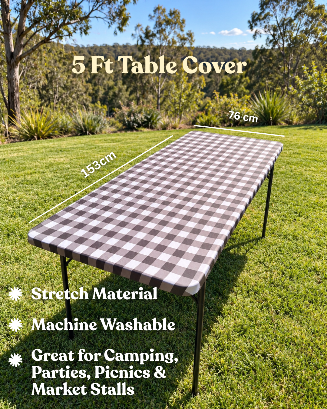 Noir Stretch Camping Table Cover