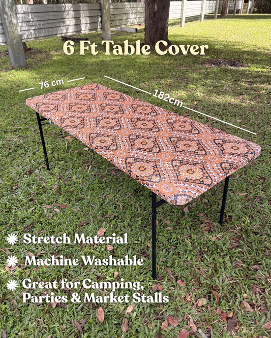 6ft Wildfire Blooms Stretch Camping Table Cover