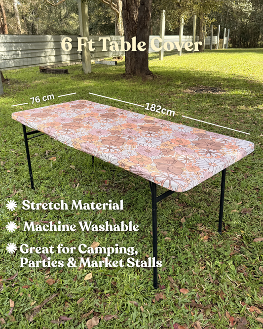 6 Ft Bare Boho Stretch Camping Table Cover