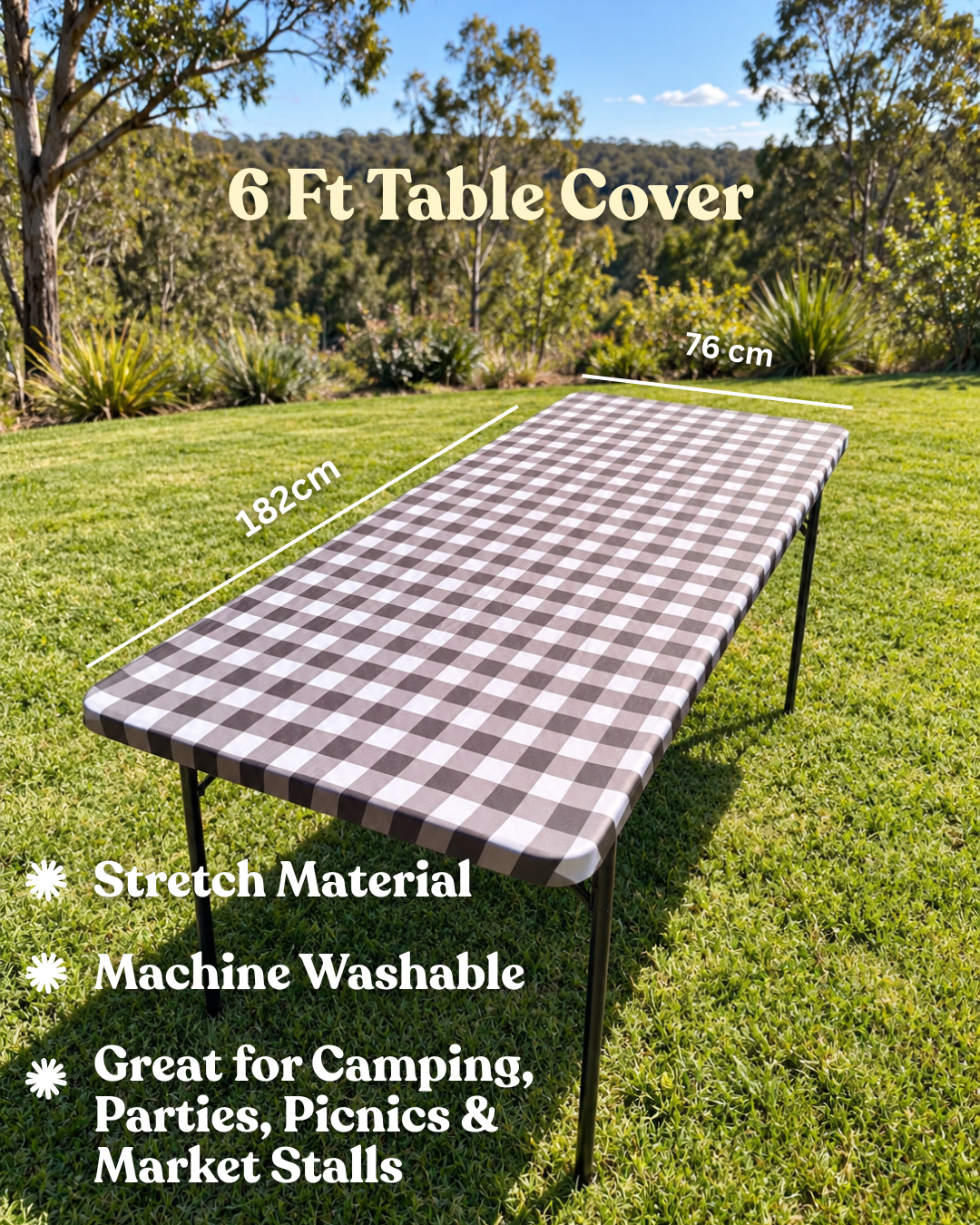 Noir Stretch Camping Table Cover