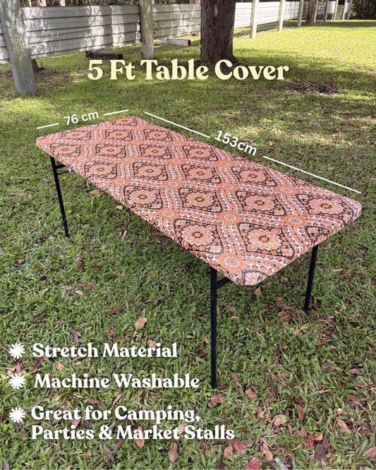 5ft Wildfire Blooms Stretch Camping Table Cover
