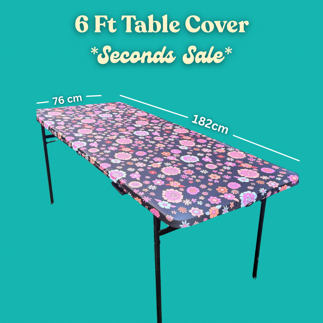 *Seconds Sale* 6 Ft Midnight Bloom Stretch Camping Table Cover