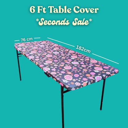 *Seconds Sale* 6 Ft Midnight Bloom Stretch Camping Table Cover
